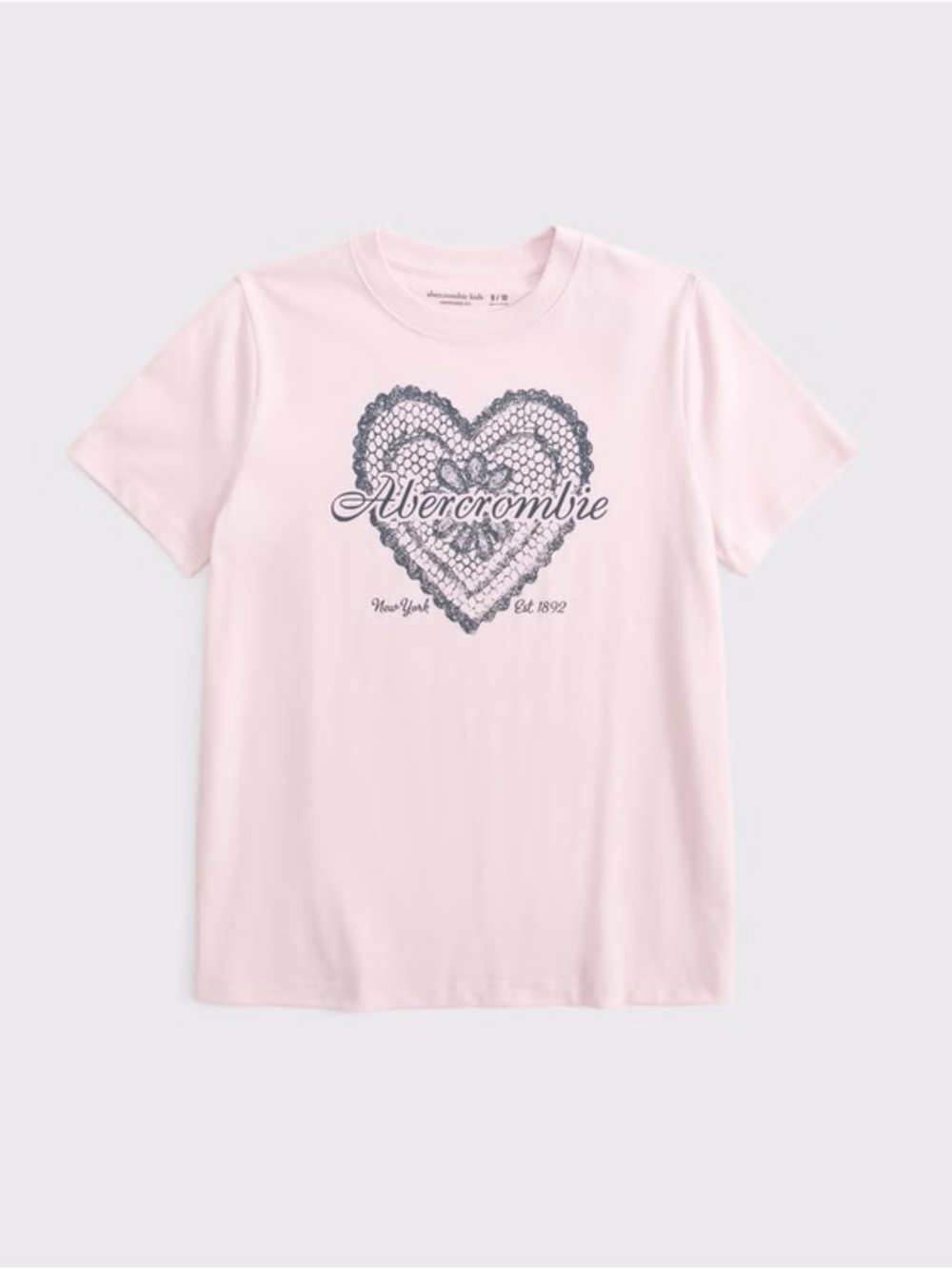 Abercrombie & Fitch Light Pink Lace Heart Logo Tee (11/12)